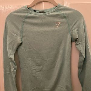 gym shark fitted contour top size small light blue